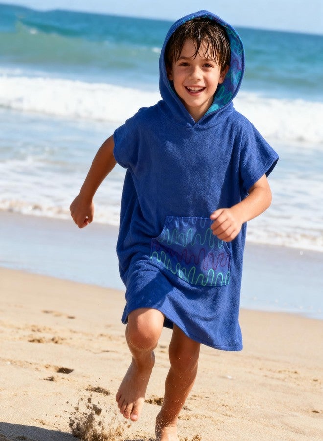 MissShorthair Towel Poncho for Kids, Hooded Beach Towel for Girl&Boy, Surf Poncho Swim Changing Robe Microfiber Bath Towel 7-10 Years Dark Blue - Image 5